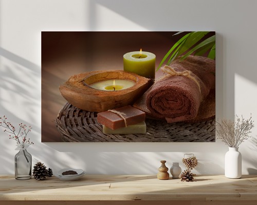 Spa Candle Towel Soap Canvas Print Wall Art, Home Bathroom Decor Wall Hanging - Picture 7 of 10
