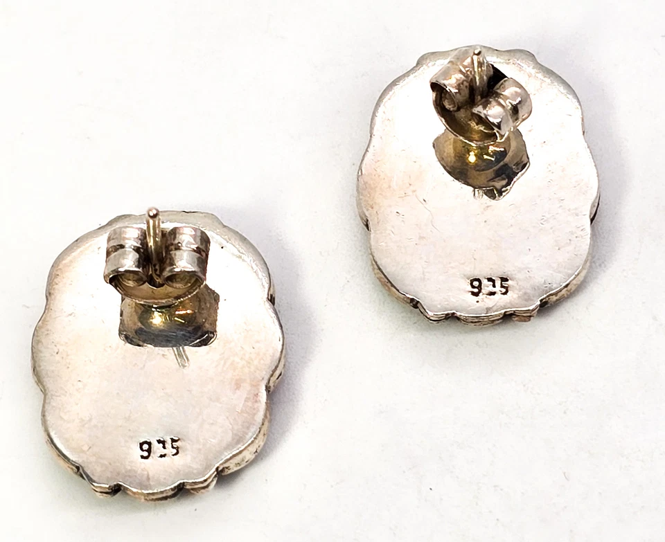 Unakite large multi stone sterling silver gemstone stud earrings - Imagem 4 de 4