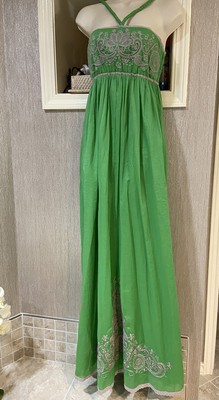 emerald green embroidered dress