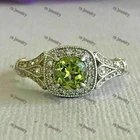 2Ct Round Cut Green Peridot Halo Women's Engagement Ring 14K White Gold Plated