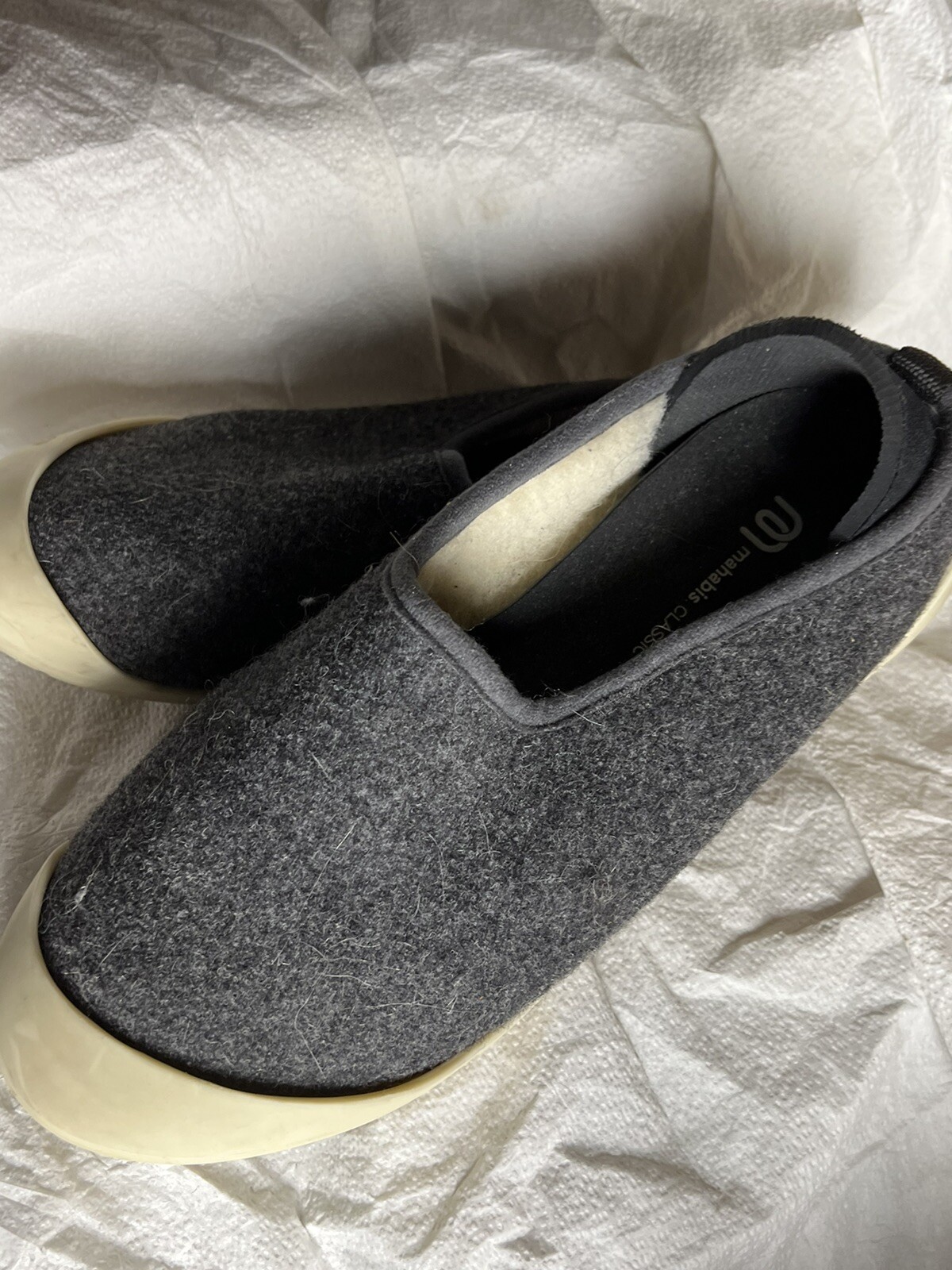 SAOLA Pantofole Mahabis originali suola staccabile grigio lana sherpa slip on taglia EU 39 8 5