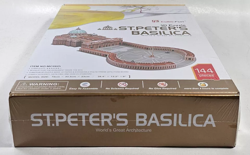 CUBICFUN 3D PUZZLE MC092H ST. PETER'S BASILICA 144 Pcs 28.4" x 13.2" x 9" - Image 3 of 4