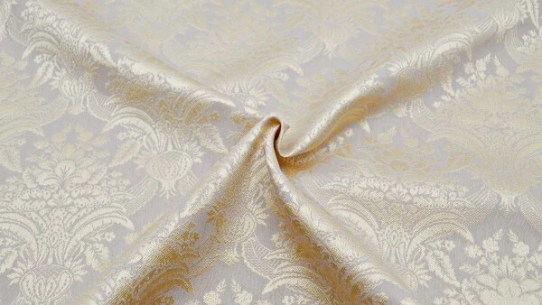 Jacquard in Gold-Beige mit Ornamenten Rankenstoff Polsterstoff Möbelstoff Ranken - Bild 2 von 4