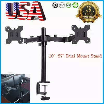 YOSEMITE Dual Monitor Stand for 13” to 27” Screens,Free Standing Adjustable Monitor Mount