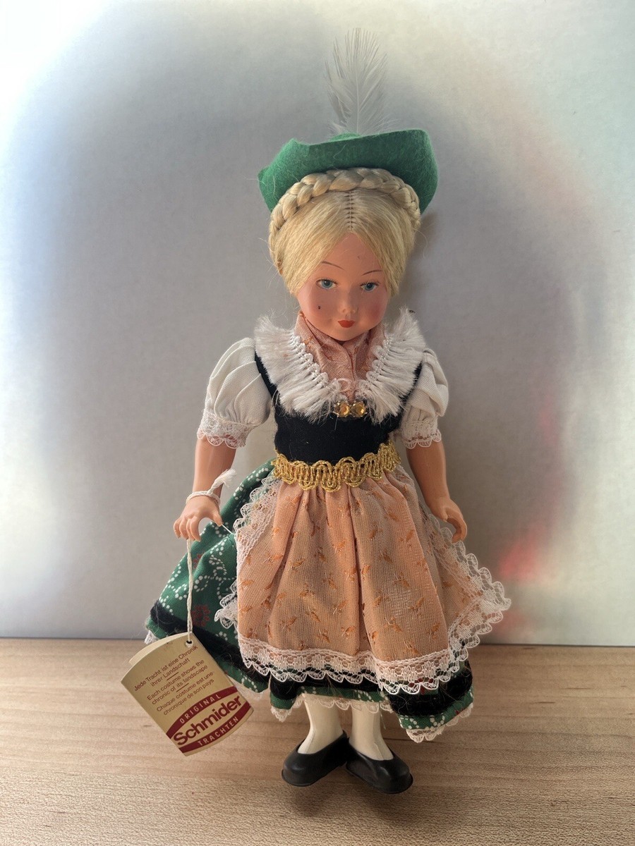 【antique doll】lithograph vintage Vintage Schmider Trachten Doll. Size 8” Rosel Berchtesgaden | eBay