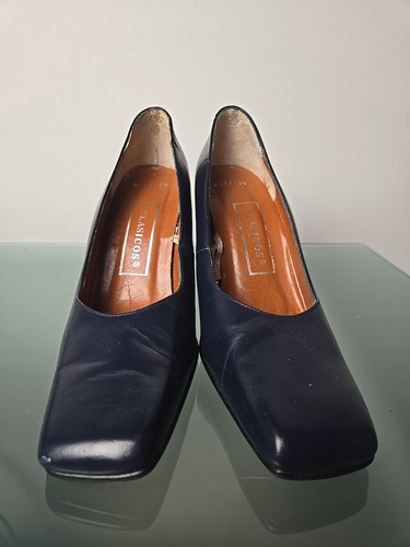 Clasicos Heels Blue Mexico Sz 10.5 (44) Leather Vtg Y2k Pumps Women's Designer - Picture 6 of 10