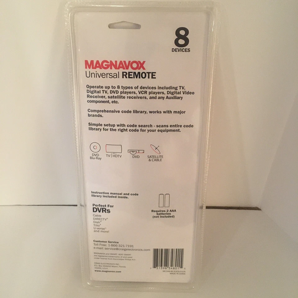 Magnavox Universal Remote Control 8 Devices NEW TV DVR VCR DVD Players - Image 4 of 4