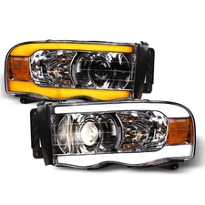 Topline For 02-05 Ram Switchback Sequential LED Bar Projector Headlights Chrome