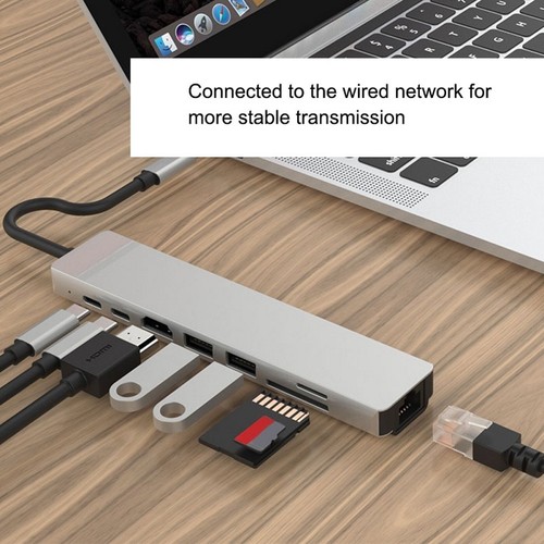 8 in 1 87W Multiport USB C Hub Type C USB3.0/USB2.0 Dock Station Adapter - Picture 6 of 10