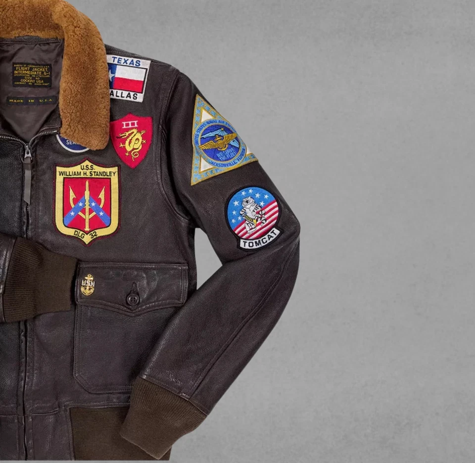 Chaqueta de bombardero de aviador Maverick Top Gun estilo Tom Cruise cuero de vaca para hombre. Foto 4 de 4