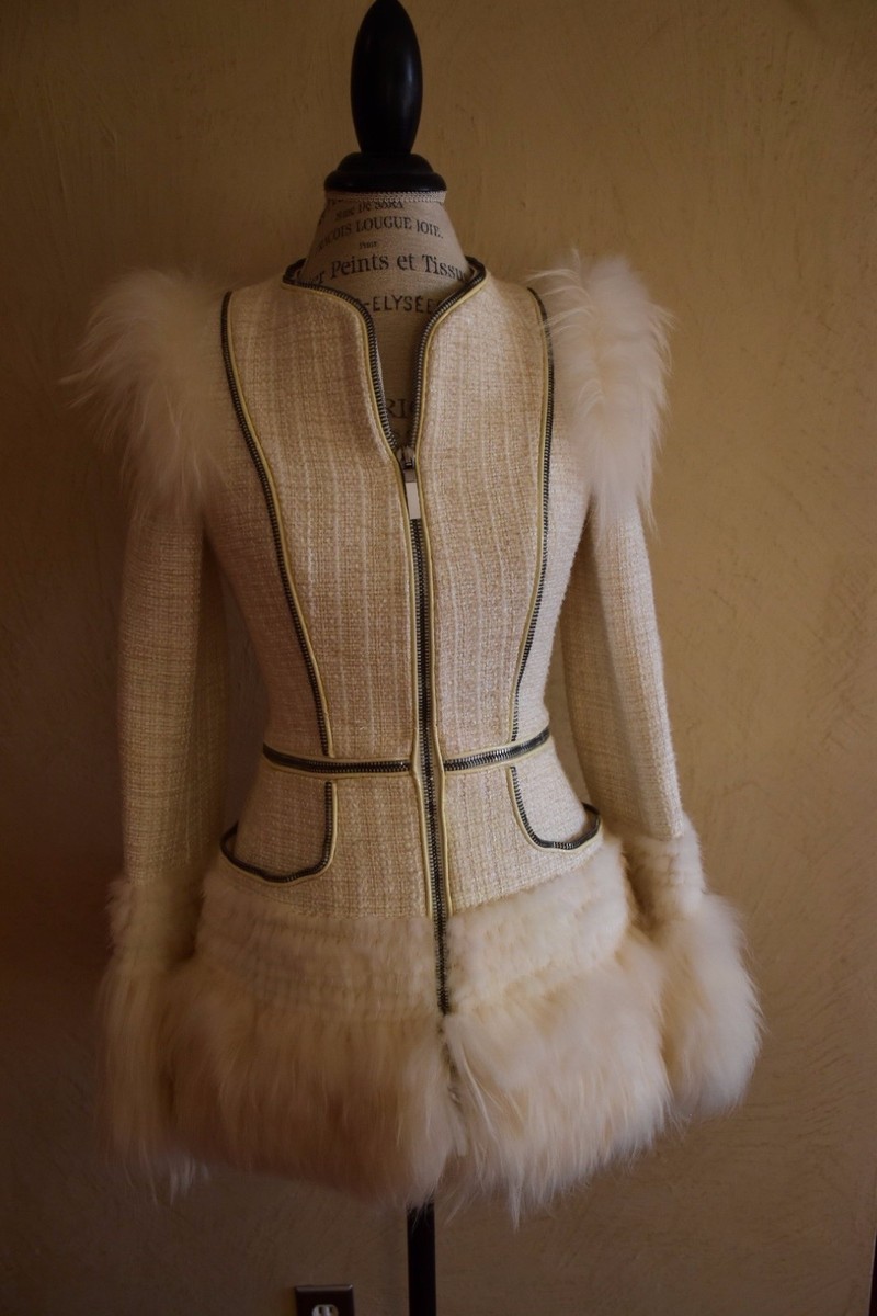 Alexander McQueen *Snow white fox fur jacket ~ winter runway