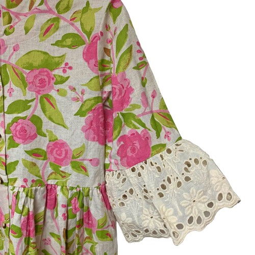 Boutique Floral Cotton Blend Bell Sleeve Button Up Dress Big Girls Size 10 NWT - Picture 4 of 11