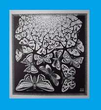 MC Escher Butterflies Realism & Optical Illusions 11x8" Graphic Art Print