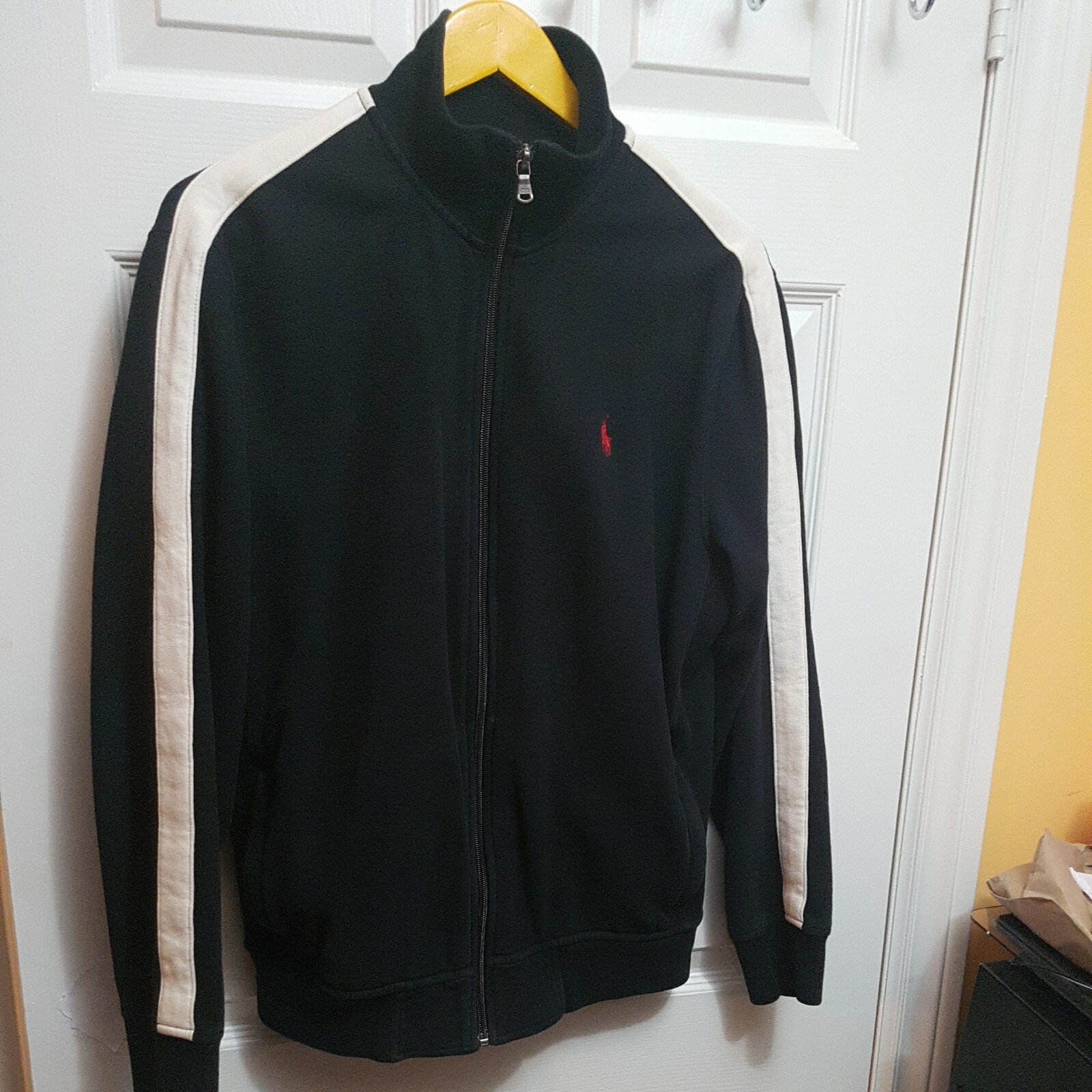 Polo Ralph Lauren Track Jacket Black White Stripe Sz.… Gem