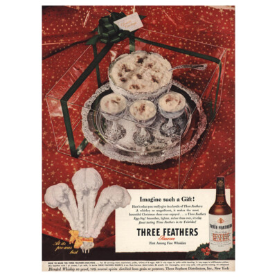 1946 Three Feathers Whiskey: Imagine Such a Gift Vintage Print Ad