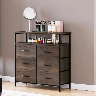 Fabric Dresser for Bedroom 6 Drawer Dresser Storage Tower with Fabric Bin Drawer