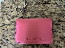 Steve Madden Wallet Key Ring Chain Small ID Holder Magenta Pink 