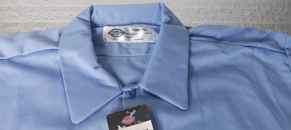 CAMISA DE TRABAJO DICKIES MANGA LARGA AZUL DENIN XL, 100% Algodón Paquete De 2 Camisas Nueva Con Etiquetas Foto 3 de 4