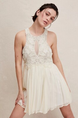 Free People Pearlie Embellished Chiffon Mini Dress MSRP $350 Sz 2 | eBay