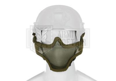 INVADER GEAR Steel Half Face Mask MESH PROTECTION FAST HELMET GREEN OD AIRSOFT 