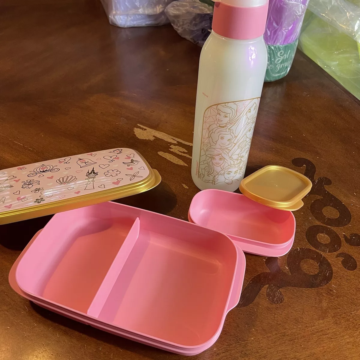 Tupperware Disney Princess Set Slim Lunch Eco Active Water Bottle Kids  Feeding.