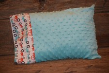 Travel/Toddler Pillow Case Teal Tractor trim Minky Dot/Minky Handmade/New 12x16