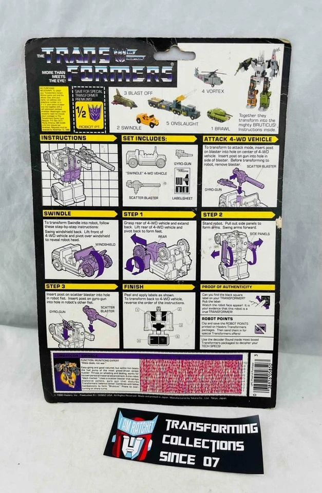 Transformers Original G1 1986 Combaticon Swindle Metal Complete w/ Card & Bubble - Image 3 of 3