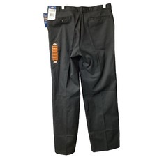 Dickies Boy's Classic Fit Flex Pants Straight Leg Black Size 20 Husky Flat Front