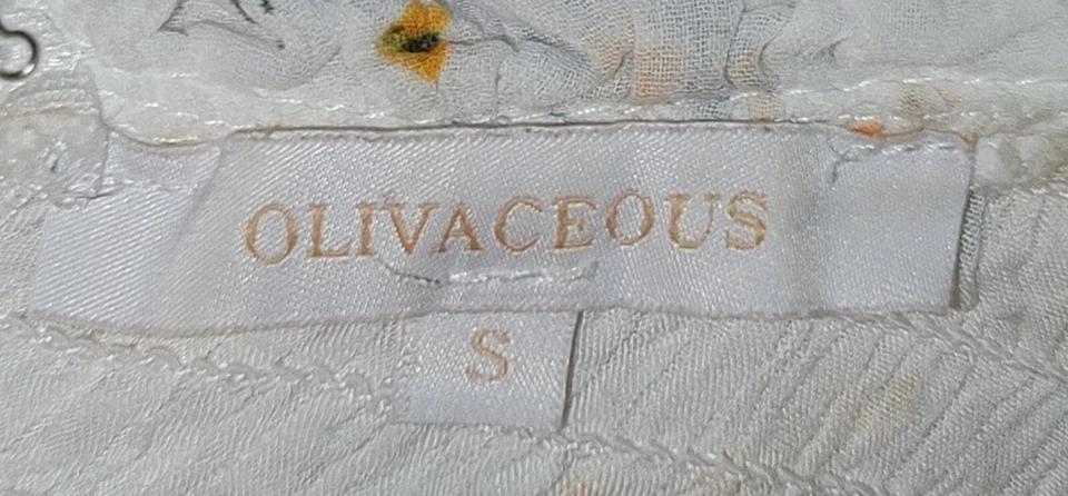 Olivaceous Sz S Womens Floral Ruffle Tiered Boho Cottagecore Cotton Mini Dress - Image 3 of 4