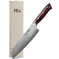 TURWHO 7inch Santoku Knife Japanese VG10 Damascus Steel Kitchen Cook Chief Knife