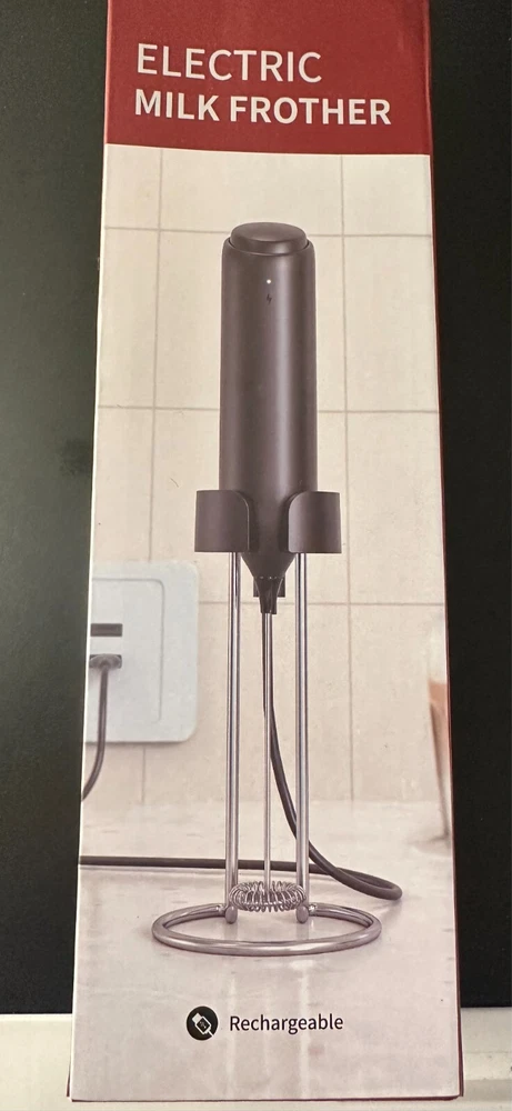 Milk Frother Handheld with Wall Mounted Stand USB Rechargeable Drink Mixer-Black