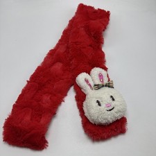 Children's Fuzzy Plush Red Bunny Scarf EUC