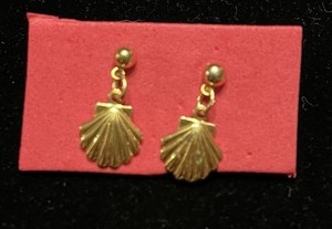 Authentic Gold Plated Small Seashell Dangle Earrings