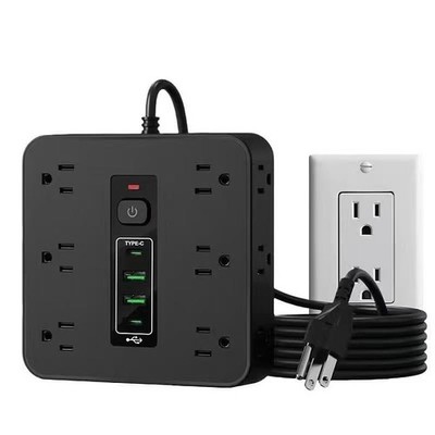16-in-1 Surge Protector Power Strip with 12 AC Outlets, 4 USB Ports (2 USB-& ...