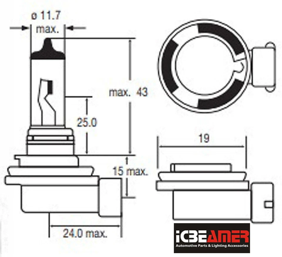 x2 9006 HB4 100W 3000K Headlight Xenon Super Yellow Low Beam Fog Light Bulb I185 - Image 4 of 4