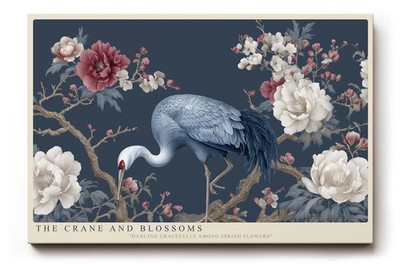 Paul Sinus Wandbild The Crane and Blossoms   Elegante Kranichdarstellung