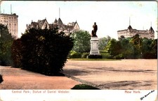Central Park Daniel Webster Statue New York NY Antique 1900s - Photo Postcard
