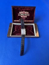 #11u Men's Vintage Longines Gold Tone Rectangular Tank Watch & Box