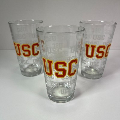 USC Trojans Logo NCAA Football Beer Pint Bar Glass Glasses Set Lot (3x) * NEW!
