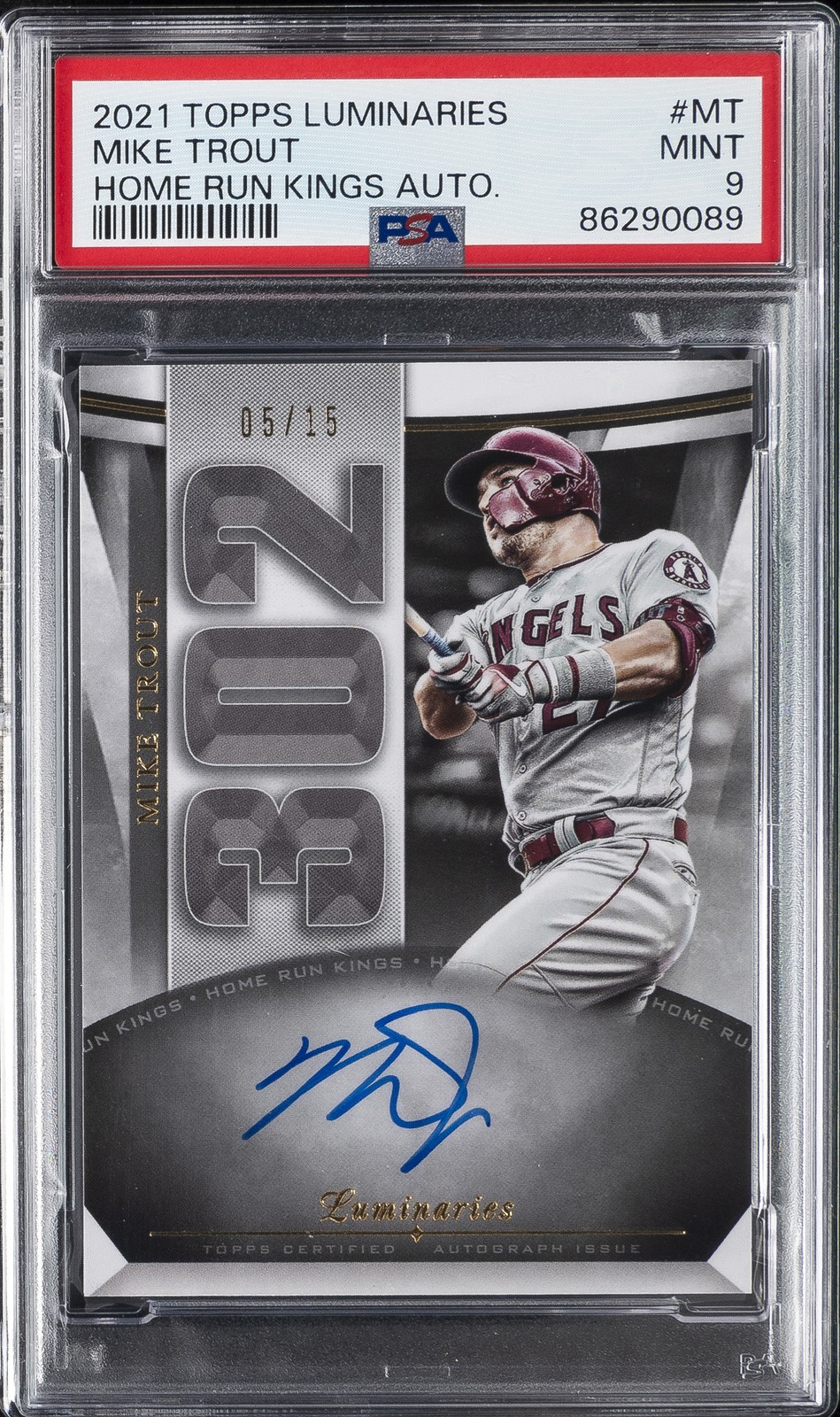 2021 TOPPS LUMINARIES HR KINGS AUTOS #MT MIKE TROUT 8/15 PSA 9 AUTO