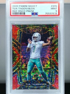 2020 Panini Select Tua Tagovailoa Club Level Red Disco Prizm /49 PSA 9 #245 RC