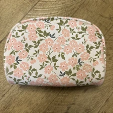 The Vintage Cosmetic Company Pink Floral Small Make Up Zipper Bag