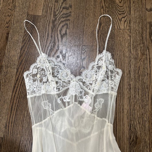 Victoria’s Secret Silk Chiffon Small Beaded Lace Maxi Gown Slip Dress - Picture 4 of 6