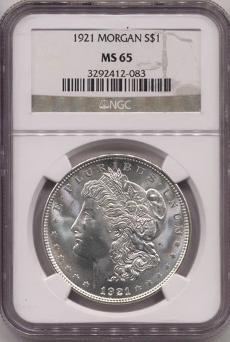 GEM 1921 Morgan Silver Dollar NGC  MS 65
