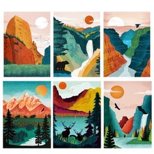 6 Packs Paint by Number for Adults Beginners, National Park Painting by Numbe...
