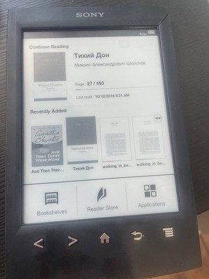 Sony e-book reader with Wi-Fi connection. E-ink technology