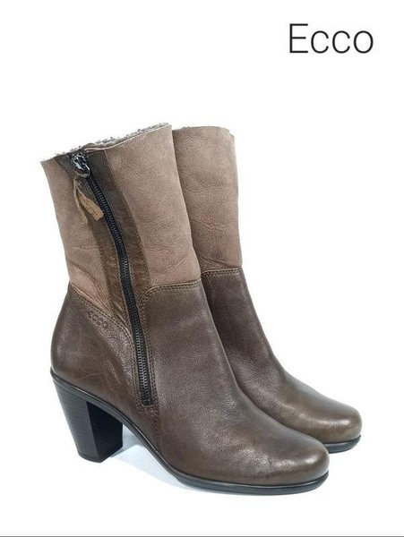 Women Ecco Boots Khaki Leather 39