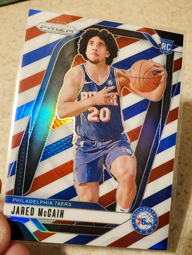 2024-25 Panini Prizm Jared McCain SSP RWB Rookie 222 Philadelphia RED BLUE WHITE