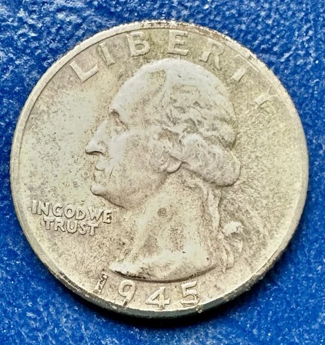 1945-S Washington Quarter. 90% Silver. AU Condition. Charity Auction.