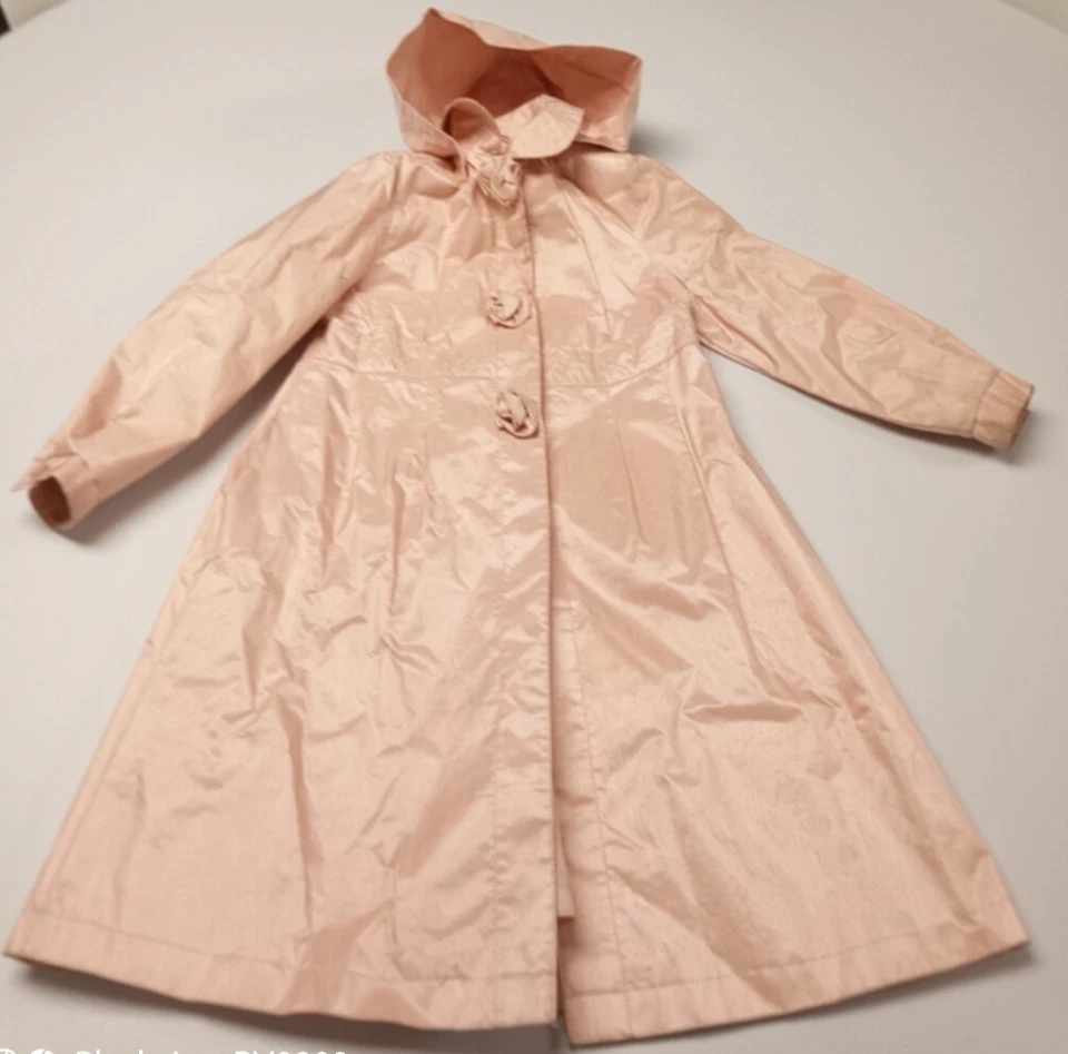 Impermeable Vintage Rothschild Rosa Extraíble Capucha Forrado Niñas Talla 6X Foto 2 de 4
